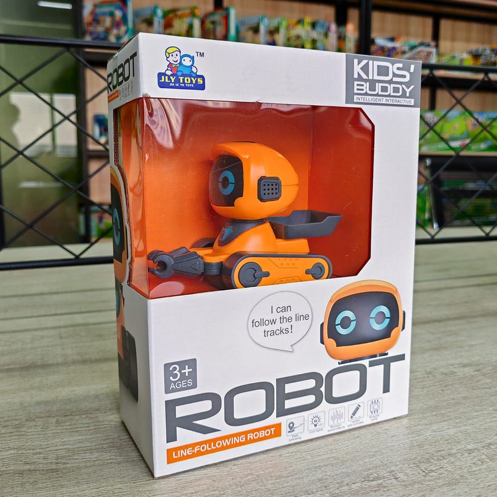 Smart Track-Following Robot Toy for Kids Ages 3+, Interactive Educational Drawing Car with Lights and Sound Effects, Fun Line-Tracing Robot for Home Play (Orange)