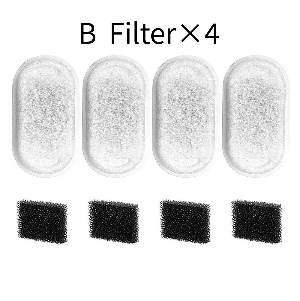 Replacement Pet Water Fountain Filter Kit with Runway Filter, Round Foam, and Square Activated Carbon Pad for Clean, Fresh Drinking Water for Cats and Dogs (A Filter×12)