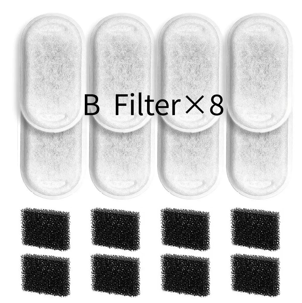 Replacement Pet Water Fountain Filter Kit with Runway Filter, Round Foam, and Square Activated Carbon Pad for Clean, Fresh Drinking Water for Cats and Dogs (A Filter×4)