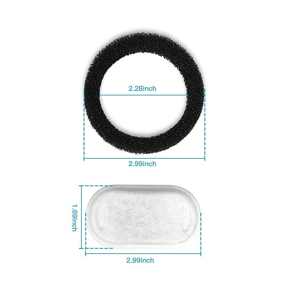 Replacement Pet Water Fountain Filter Kit with Runway Filter, Round Foam, and Square Activated Carbon Pad for Clean, Fresh Drinking Water for Cats and Dogs (B Filter×12)