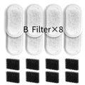 Replacement Pet Water Fountain Filter Kit with Runway Filter, Round Foam, and Square Activated Carbon Pad for Clean, Fresh Drinking Water for Cats and Dogs (B Filter×8)