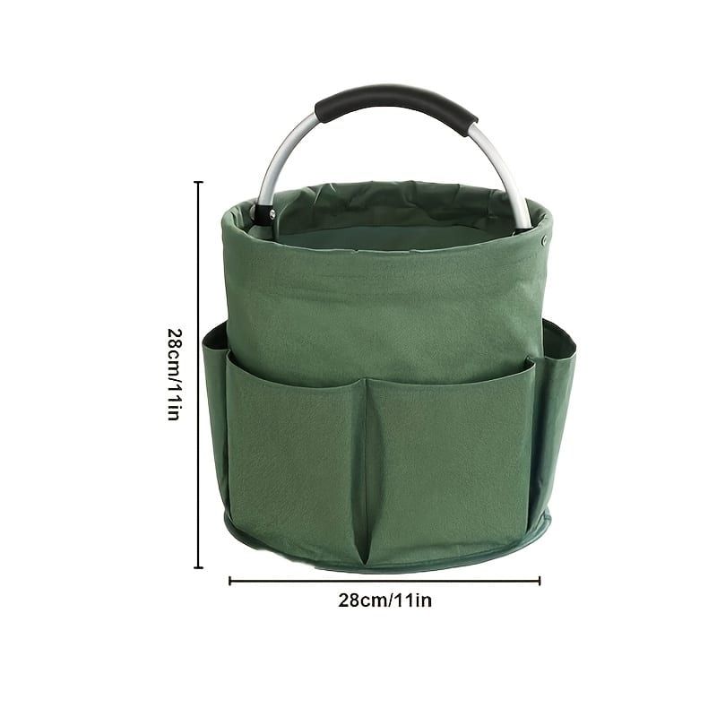 Foldable Carry-All Tote with Handle and Multiple Pockets – Portable Collapsible Laundry Basket for Outdoor Travel, Camping, Picnic, Beach, and Home Organization (Black)