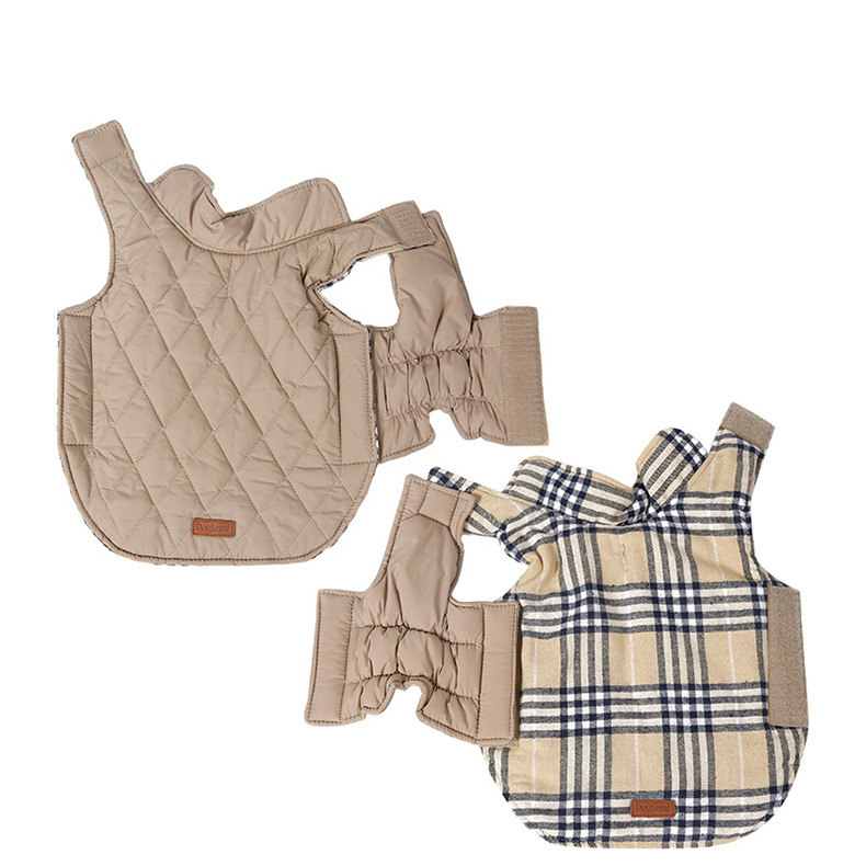 Reversible Winter Dog Coat with Plaid and Quilted Sides, Warm Cotton-Filled Vest for Outdoor Walks, Adjustable Velcro Straps for a Secure Fit (3XL, Green)