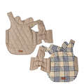 Reversible Winter Dog Coat with Plaid and Quilted Sides, Warm Cotton-Filled Vest for Outdoor Walks, Adjustable Velcro Straps for a Secure Fit (XS, Beige)