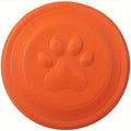 Soft Durable Dog Frisbee for Fetch, Tug, and Water Play – Non-Toxic Rubber Flying Disc with Paw Print Design, Perfect for Outdoor Training, Beach, and Pool Fun with Large, Medium, and Small Breeds (L, Orange)
