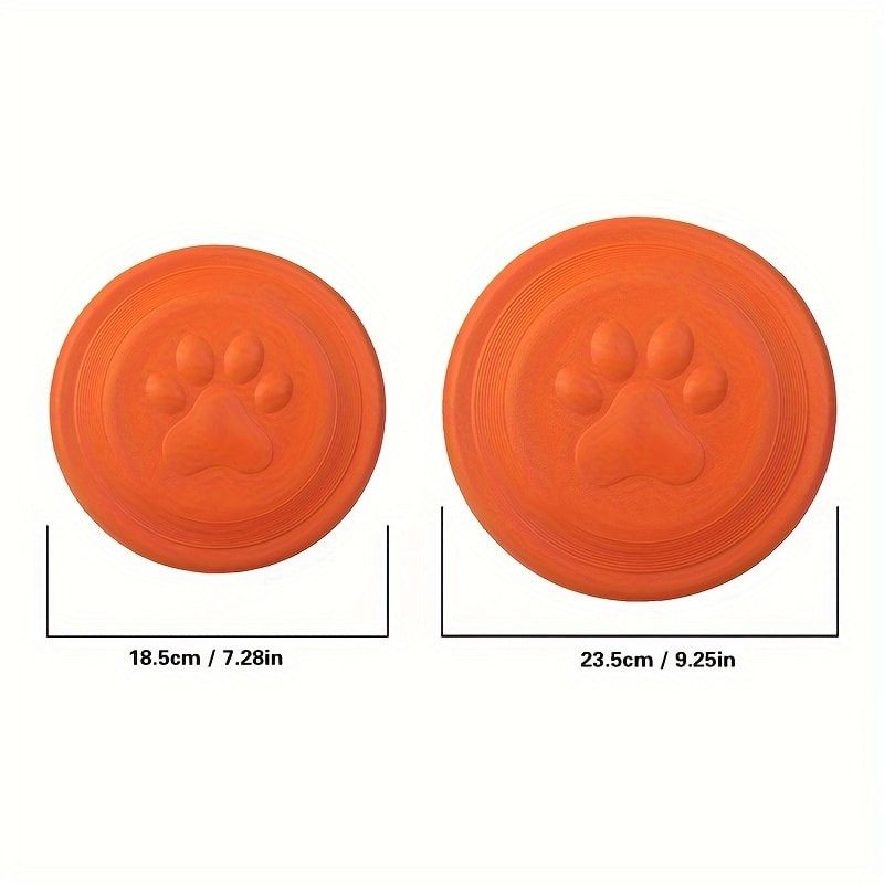 Soft Durable Dog Frisbee for Fetch, Tug, and Water Play – Non-Toxic Rubber Flying Disc with Paw Print Design, Perfect for Outdoor Training, Beach, and Pool Fun with Large, Medium, and Small Breeds (L, Yellow)