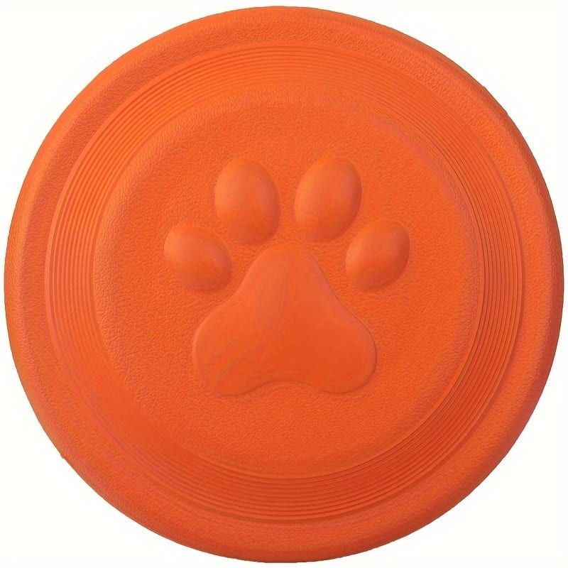 Soft Durable Dog Frisbee for Fetch, Tug, and Water Play – Non-Toxic Rubber Flying Disc with Paw Print Design, Perfect for Outdoor Training, Beach, and Pool Fun with Large, Medium, and Small Breeds (S, Blue)