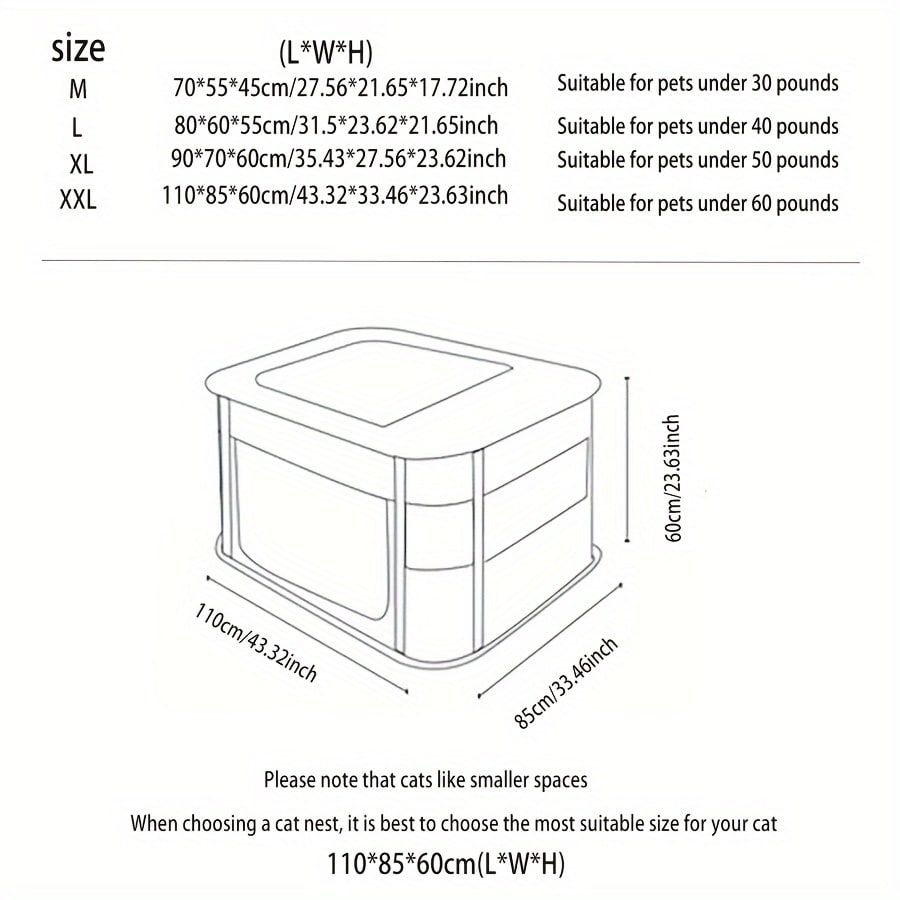 Foldable Pet Playpen with Zippered Top, Portable Cat Whelping Box & Puppy Kennel for Indoor/Outdoor Use, Easy Assembly, Multi-Functional Tent for Small Pets (Brown-XL)