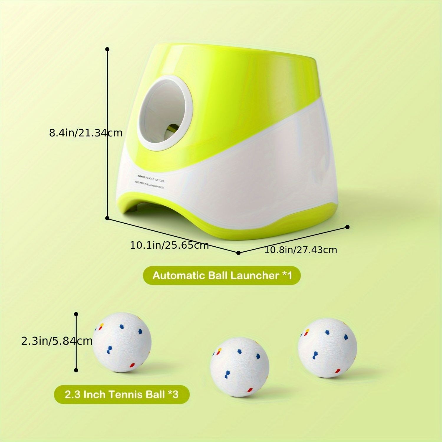 Automatic Dog Tennis Ball Launcher for Indoor & Outdoor Play, Adjustable 3-Speed Thrower with 3 Durable Chew Balls, Rechargeable Fetch Machine for Small, Medium, and Large Dogs (Green)