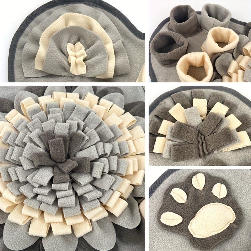 Interactive Dog Snuffle Mat for Slow Feeding, Mental Stimulation, and Foraging Training, Durable and Washable Puzzle Mat for All Breeds (Gray)