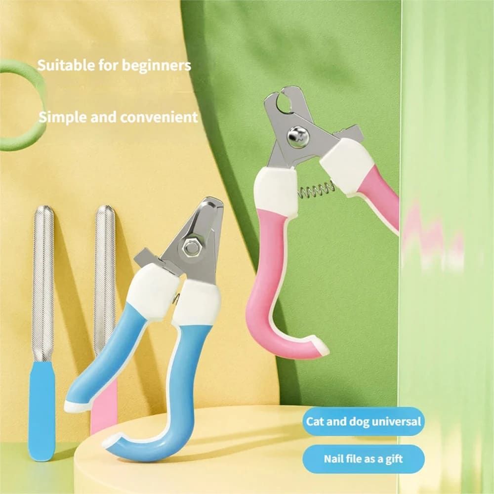 Professional Pet Nail Clipper Set with Safety Guard, Designed for Easy and Stress-Free Claw Trimming at Home, Suitable for Cats and Dogs of All Sizes (L, Blue)