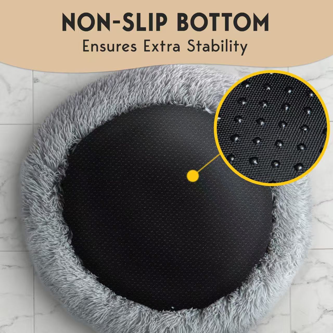 Cozy Plush Donut Pet Bed with Raised Rim, Washable Faux Fur Cat & Dog Couch, Winter Warm Supportive Nest for Small to Large Breeds (L, Pink)