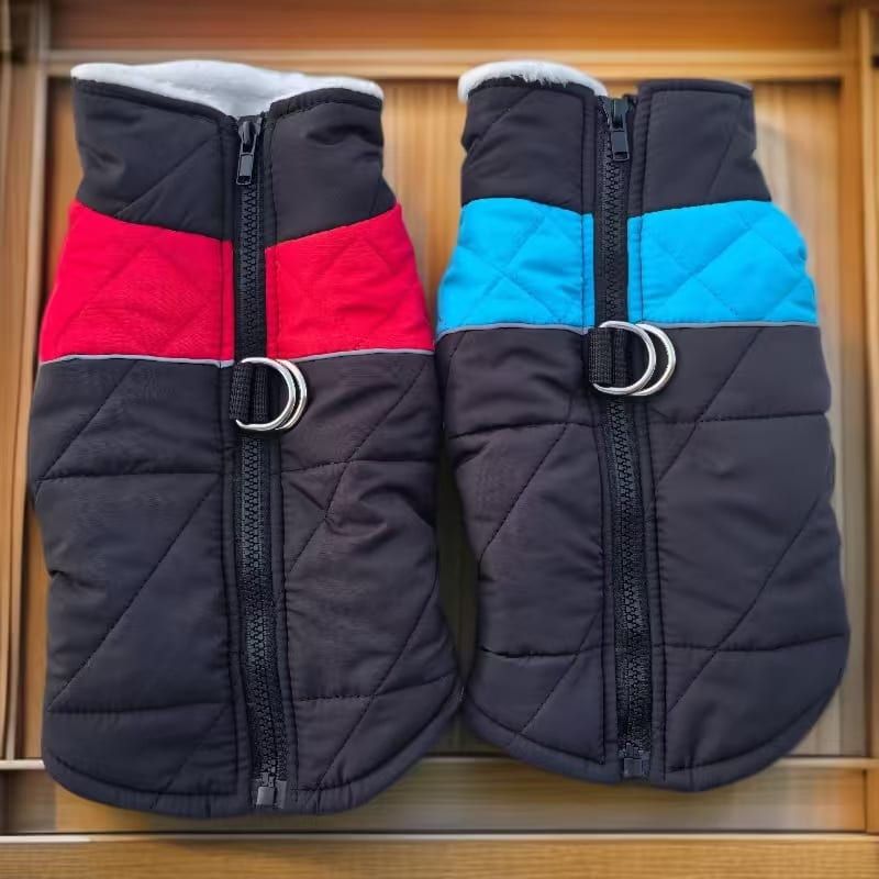 Winter Pet Dog Padded Vest with Waterproof Shell, Warm Fleece Lining, and Leash Attachment Ring for Outdoor Cold Weather Walks (3XL, Blue)