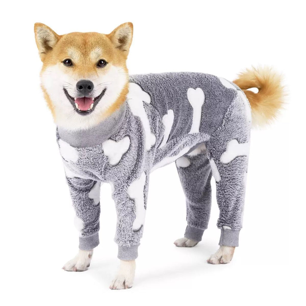 Cozy Winter Pet Fleece Four-Legged Bodysuit, Warm Flannel Full-Body Pajamas for Small to Medium Dogs, Star & Moon Print, Elastic Cuffs for Easy Wear (S, Pink)