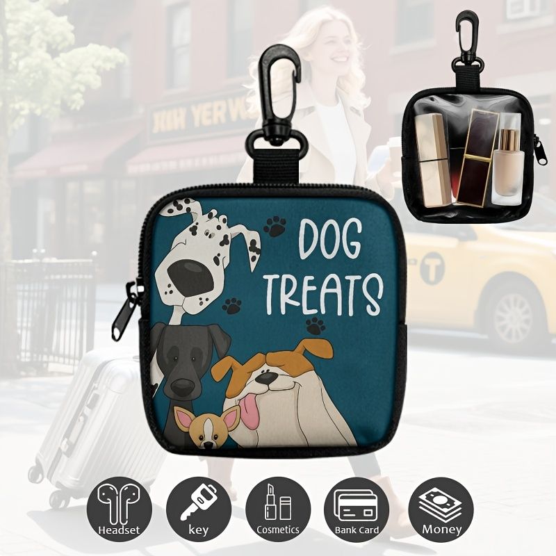 Durable Dog Treat Pouch with Transparent Window, Versatile Travel Organizer for Pet Snacks, Keys, and Small Essentials – Perfect for Outdoor Walks, Training, and Daily Use (B)