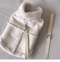 Cozy Pet Winter Vest with Leash Loop: Faux Suede & Plush Fleece Warm Coat for Small Dogs, Cats, and Puppies – Perfect for Autumn, Winter Walks, and Indoor Comfort (M, White)(Leash not included)