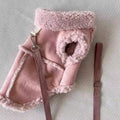Cozy Pet Winter Vest with Leash Loop: Faux Suede & Plush Fleece Warm Coat for Small Dogs, Cats, and Puppies – Perfect for Autumn, Winter Walks, and Indoor Comfort (XS, Pink)(Leash not included)