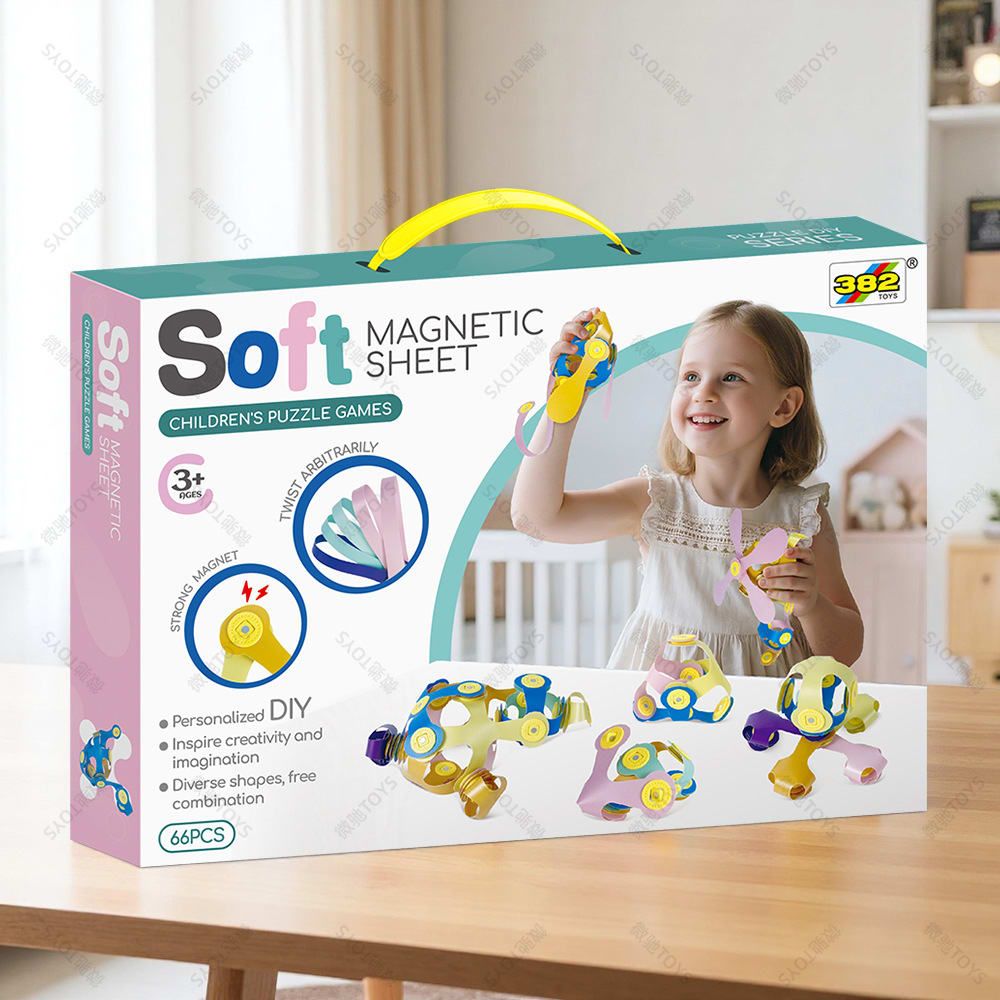 Kids 3D Soft Magnetic Building Tiles Toy Set, Creative DIY Puzzle Blocks for Ages 3+ - Develops Fine Motor Skills & Imagination, Ideal Birthday Gift for Girls, Home Play STEM Learning Kit (100PCS)