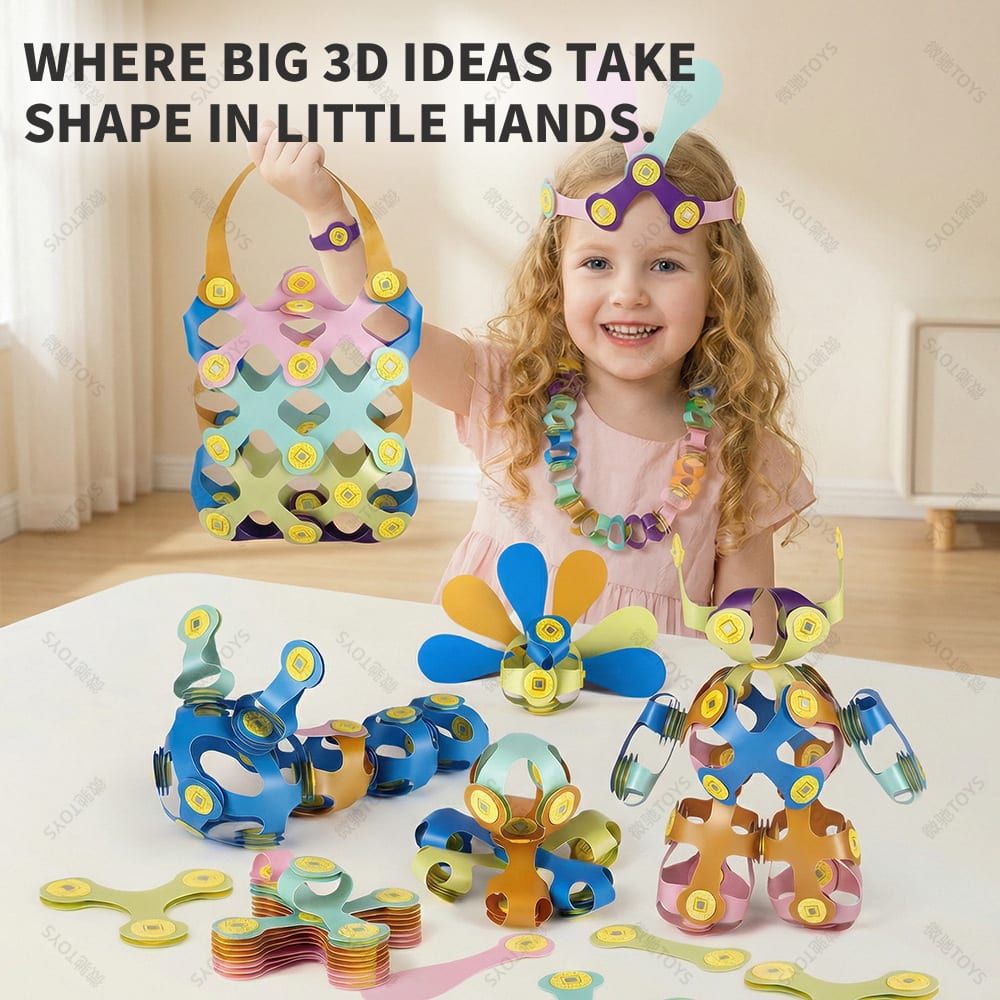 Kids 3D Soft Magnetic Building Tiles Toy Set, Creative DIY Puzzle Blocks for Ages 3+ - Develops Fine Motor Skills & Imagination, Ideal Birthday Gift for Girls, Home Play STEM Learning Kit (32PCS)