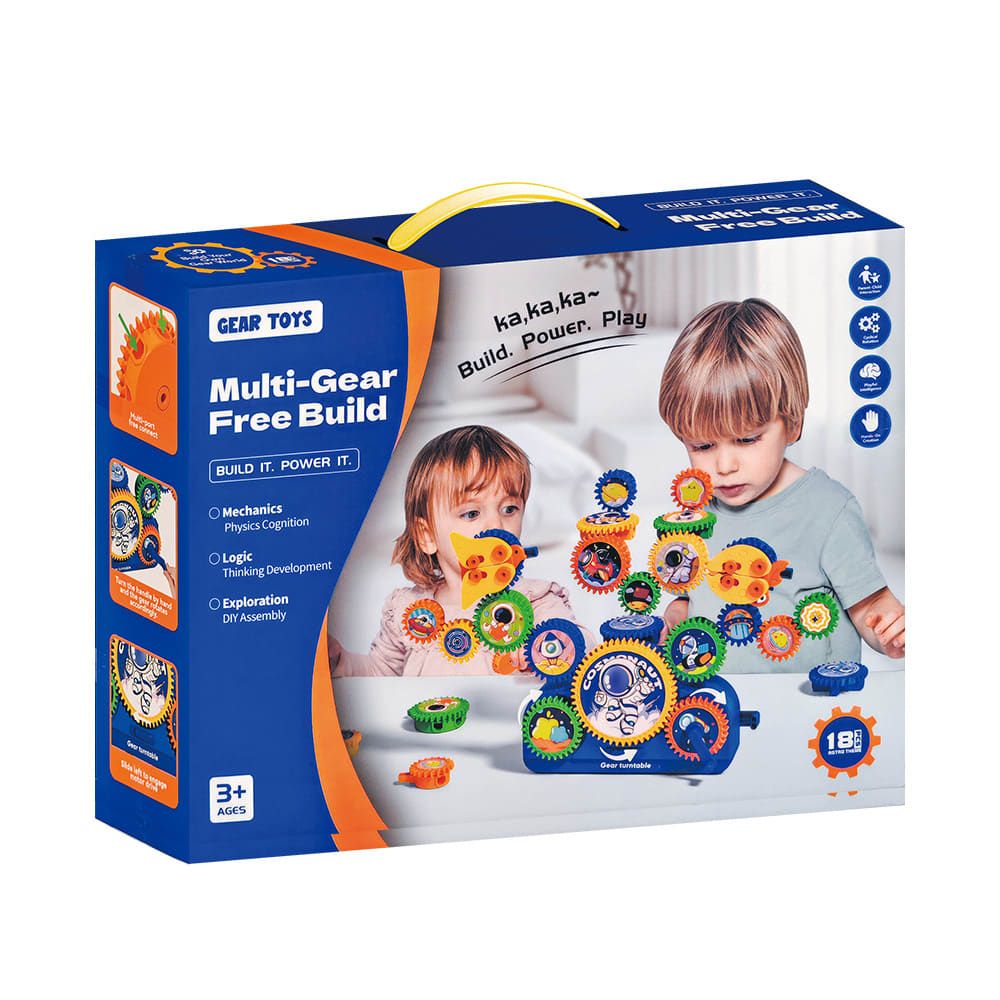 DIY Electric Gear Building Toy Set for Kids Ages 3-6, Colorful Plastic Gears with Bird-Shaped Pieces, STEM Learning Kit for Boys and Girls, Perfect for Home Play, Birthday Gifts, and Preschool Education (Ocean)
