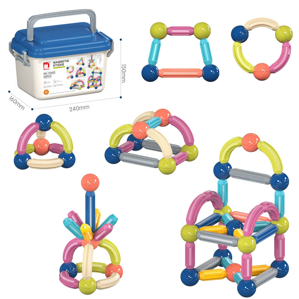 Magnetic Building Sticks and Balls Set for Kids Ages 3+ – Creative STEM Learning Toy for Spatial Thinking, Fine Motor Skills, and Early Education Gift with Storage Box (50PCS)