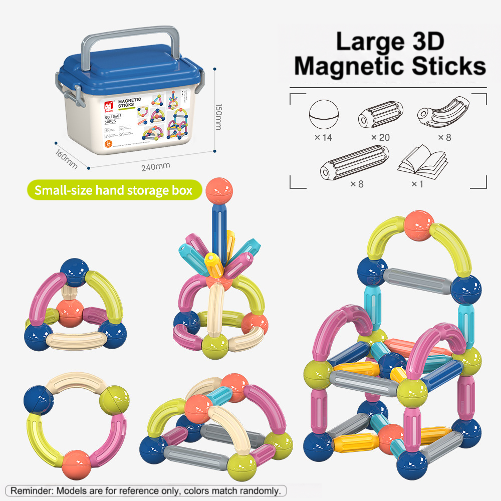 Magnetic Building Sticks and Balls Set for Kids Ages 3+ – Creative STEM Learning Toy for Spatial Thinking, Fine Motor Skills, and Early Education Gift with Storage Box (50PCS)