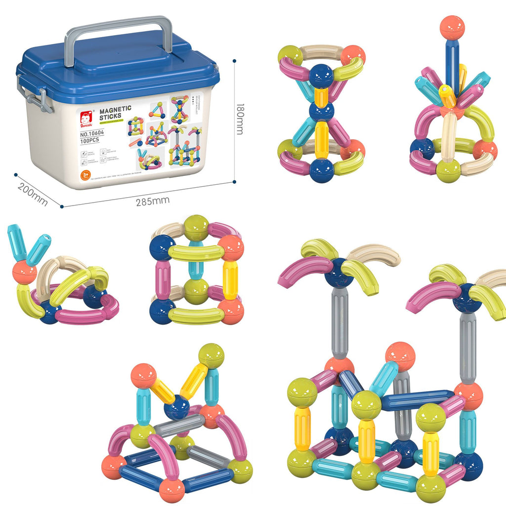 Magnetic Building Sticks and Balls Set for Kids Ages 3+ – Creative STEM Learning Toy for Spatial Thinking, Fine Motor Skills, and Early Education Gift with Storage Box (60PCS)