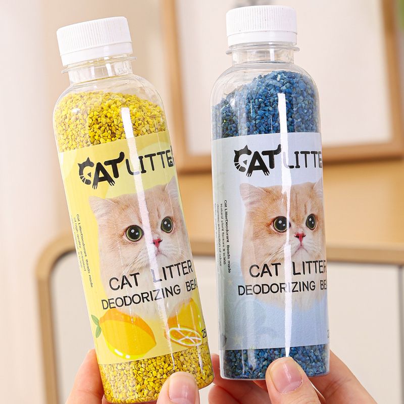 Premium Cat Litter Deodorizer Beads – Natural Odor Eliminator for Litter Box, Long-Lasting Scented Crystals with Lavender, Rose, Lemon, Green Apple & Jasmine, Pet-Safe Fragrance-Free Formula (Yellow)