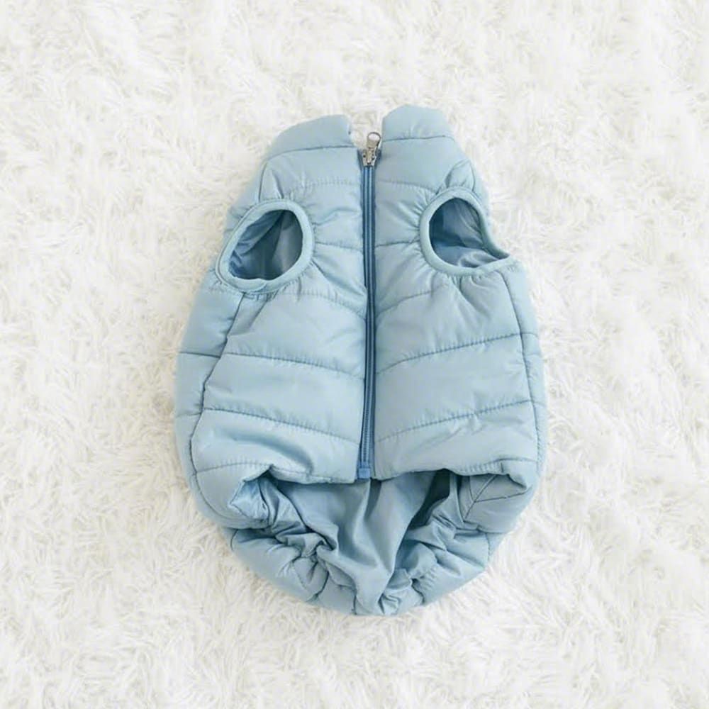 Winter Warm Quilted Vest for Small Pets – Water-Resistant, Fleece-Lined, Easy-On Design with Leash Hole for Indoor and Outdoor Use (M, Blue)