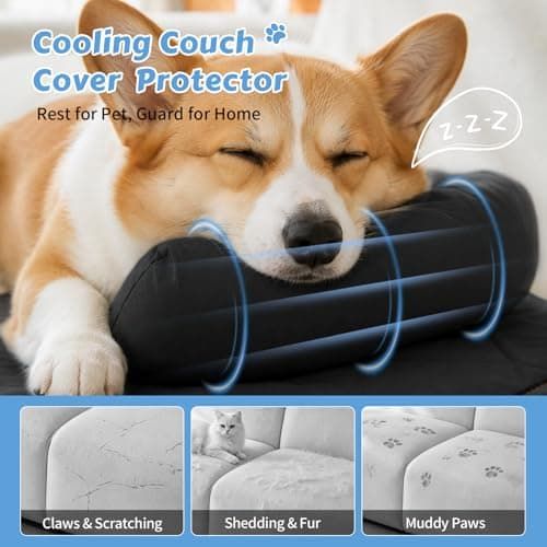 Cooling Pet Mat with Bolster Side Support – Scratch-Resistant, Self-Cooling, Non-Slip Base for Cats & Small to Medium Dogs, Perfect for Sofa, Floor, Car, or Outdoor Use (S, Black)