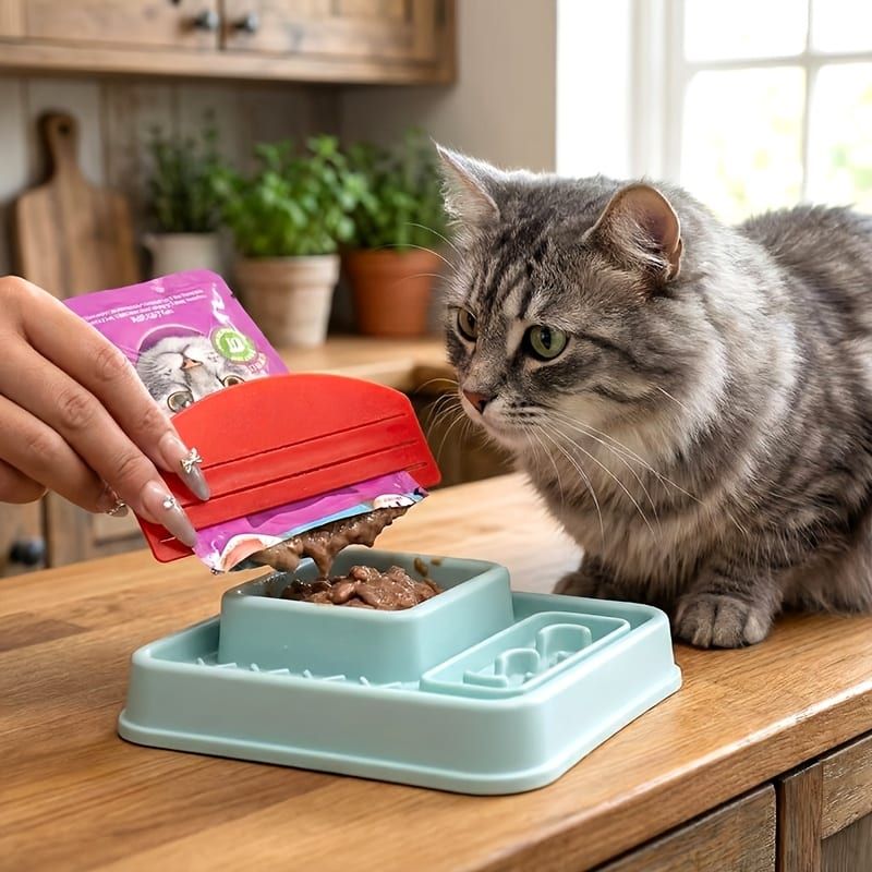 Pet Wet Food Pouch Scraper – Effortlessly squeeze every last bit of cat or dog wet food, paste, or puree from pouches without mess. Ideal for home feeding, this handy tool helps reduce waste and keeps hands clean during daily mealtime. (Grey)