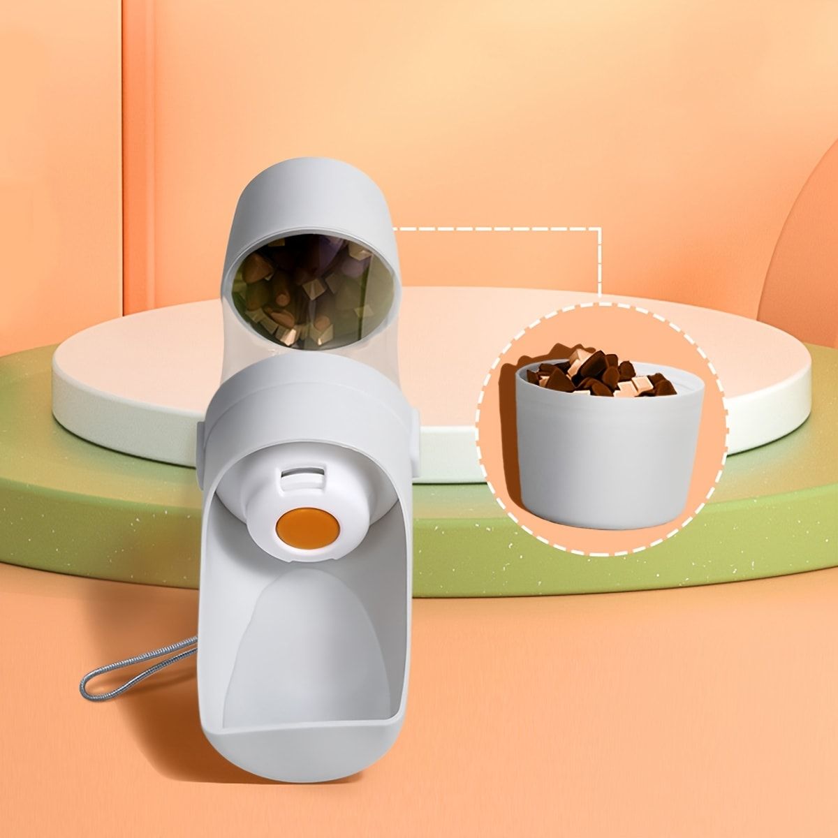 Portable Dog Water Bottle – Leak-Proof Pet Water Dispenser with Food Storage, Ideal for Outdoor Walks, Camping, and Travel (Pink)
