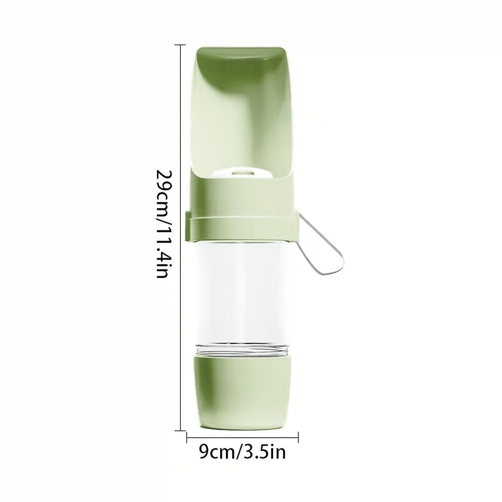 Portable Dog Water Bottle – Leak-Proof Pet Water Dispenser with Food Storage, Ideal for Outdoor Walks, Camping, and Travel (Pink)