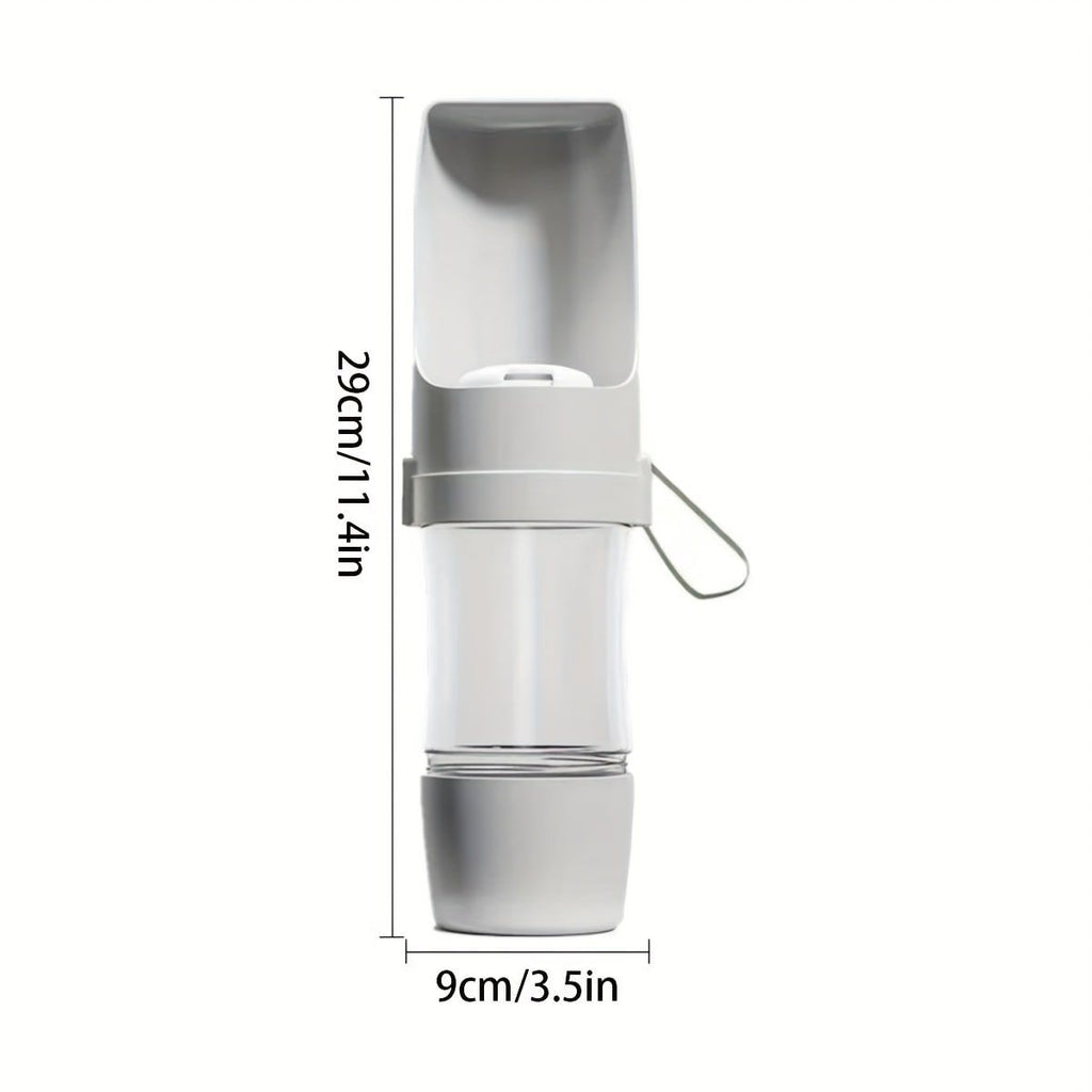 Portable Dog Water Bottle – Leak-Proof Pet Water Dispenser with Food Storage, Ideal for Outdoor Walks, Camping, and Travel (Pink)