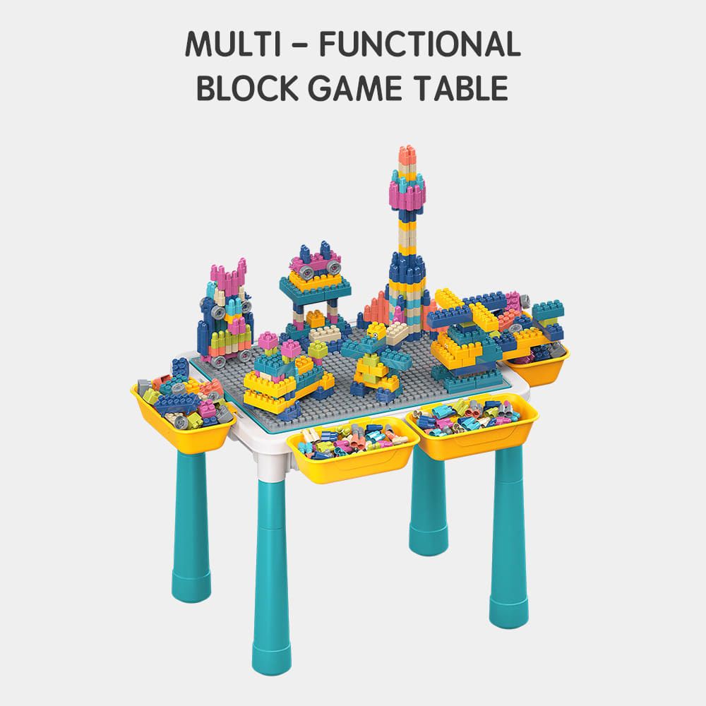 Multifunctional Kids Building Block Table Set with Storage, Compatible with 3-6 Year Olds, Includes Chair and 88-380PCS Colorful Bricks, Ideal for Learning, Drawing, Sand & Water Play (300PCS)