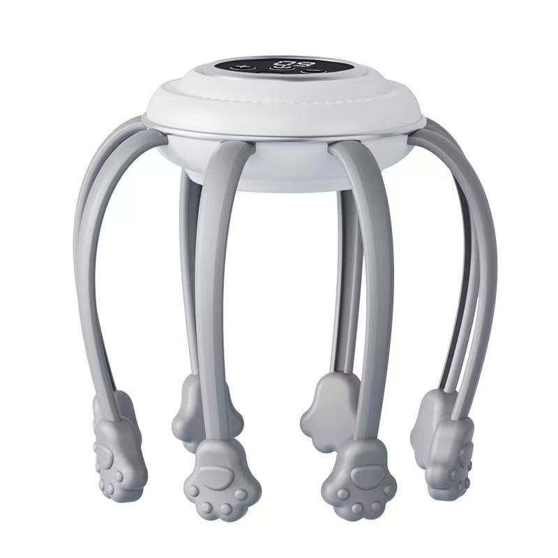 Wireless Octopus Head Massager USB Rechargeable Scalp Relaxation Black