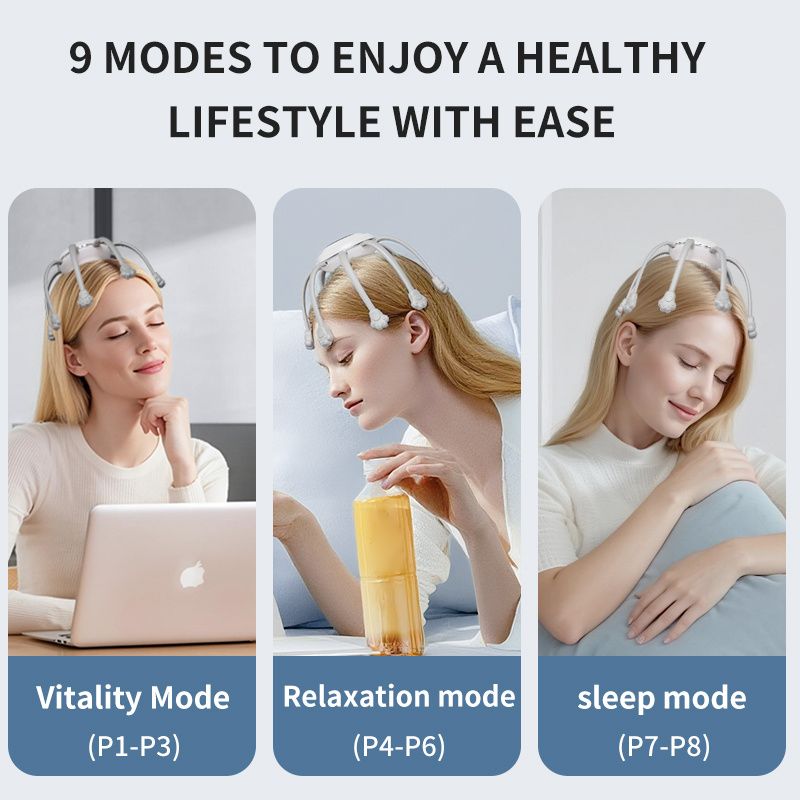 Wireless Octopus Head Massager USB Rechargeable Scalp Relaxation White