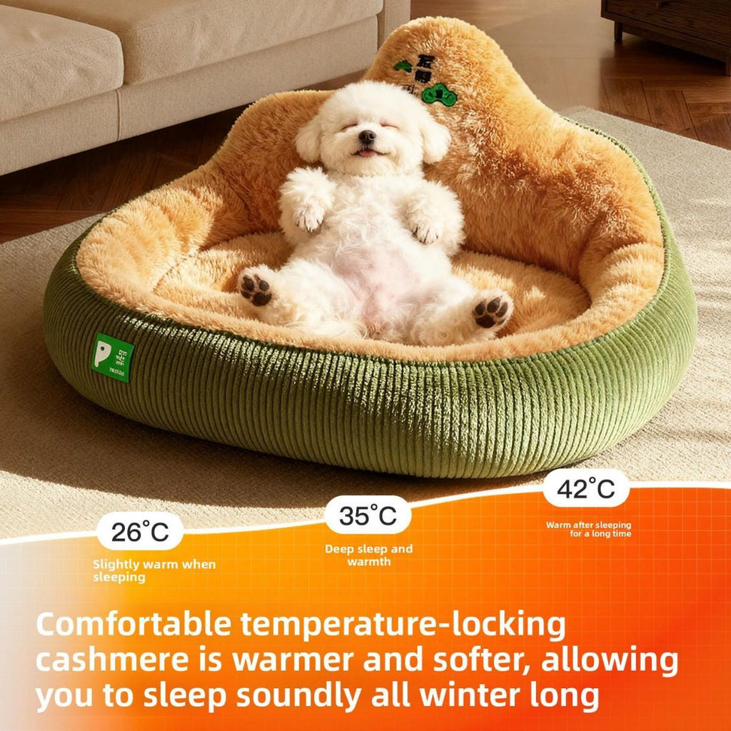 Pet Bed Dog Bed Cat Bed Winter Warm Pet Bed Money Tree Backrest Temperature - Brown - Size XL75-55-34