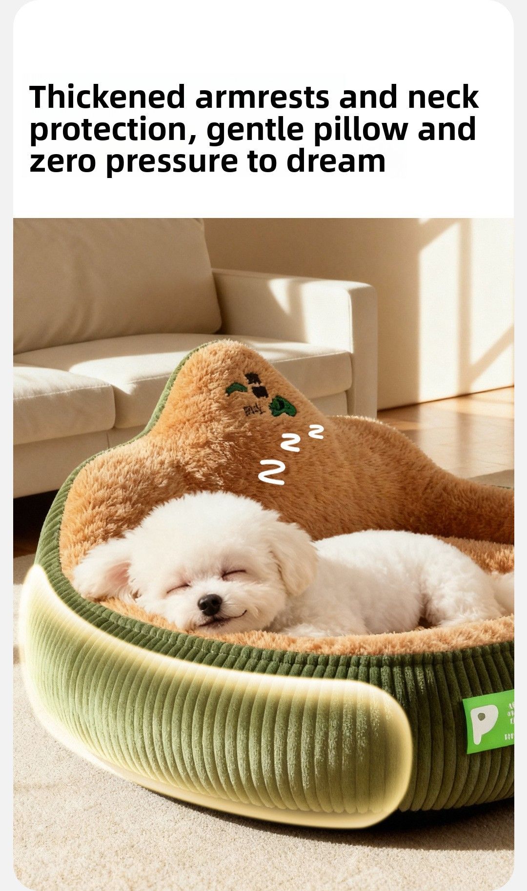 Pet Bed Dog Bed Cat Bed Winter Warm Pet Bed Money Tree Backrest Temperature - Green - Size L60-45-28