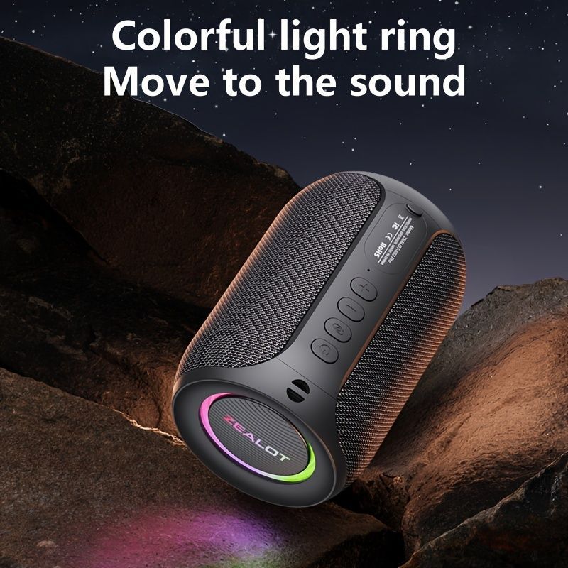 Portable Bluetooth Speaker Compact Speaker High-Quality Sound Long Battery Life - Black - Size 90-93-128mm