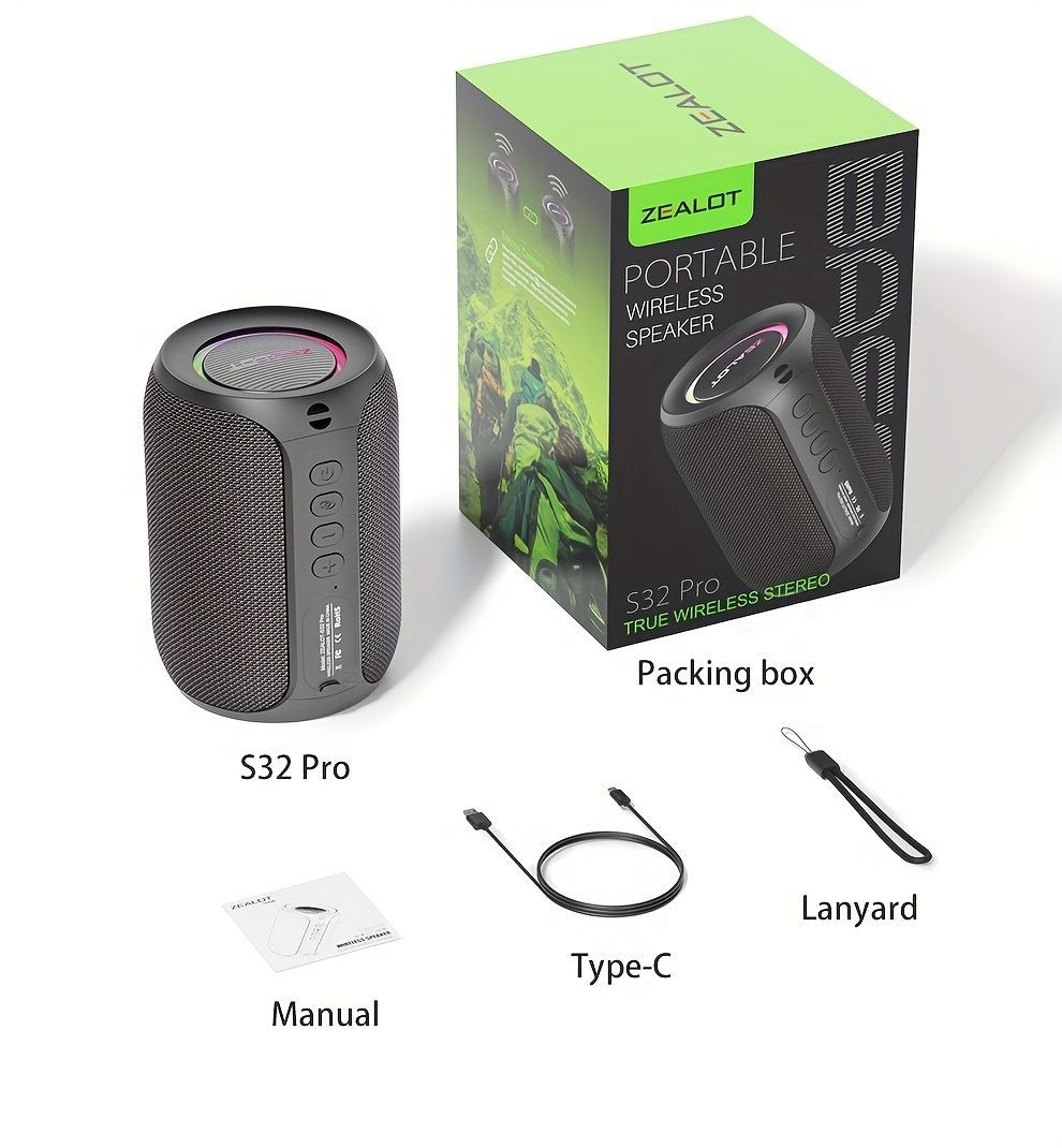 Portable Bluetooth Speaker Compact Speaker High-Quality Sound Long Battery Life - Gray - Size 90-93-128mm