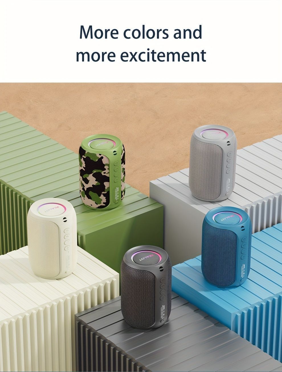 Portable Bluetooth Speaker Compact Speaker High-Quality Sound Long Battery Life - Gray - Size 90-93-128mm