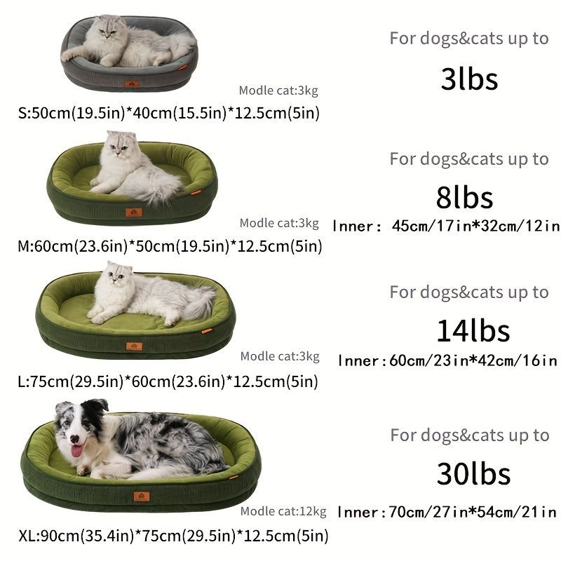 Pet Bed Dog Bed Cat Bed All-Season Washable Dog Bed Small Dog Bed Medium Dog - Gray - Size S50-40-12