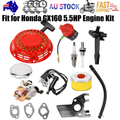 For Honda GX160 5.5HP Recoil Carburetor Ignition Coil Spark Plug Air Filter