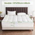 1500GSM Bamboo Mattress Topper Extra Thick 10CM Bed Topper Double: 137 x 191 + 40 cm