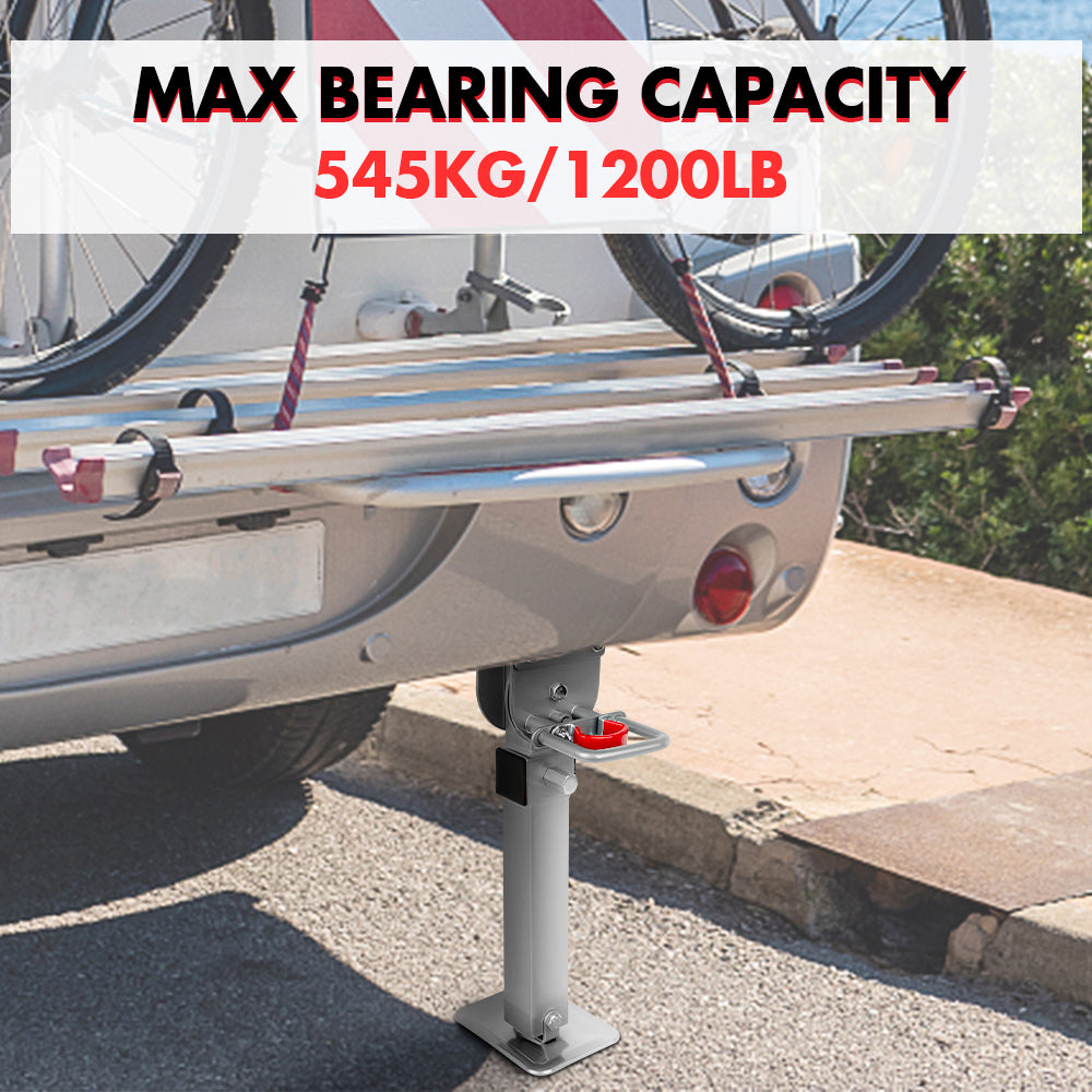 NNEDSZ 4x 440mm Drop Down Corner Legs Steadies Handle Steel Foot Caravan Trailer Silver