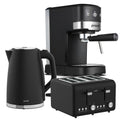 Pronti Breakfast Set with 1.25L Coffee Machine, Silver Noir Toaster & Kettle