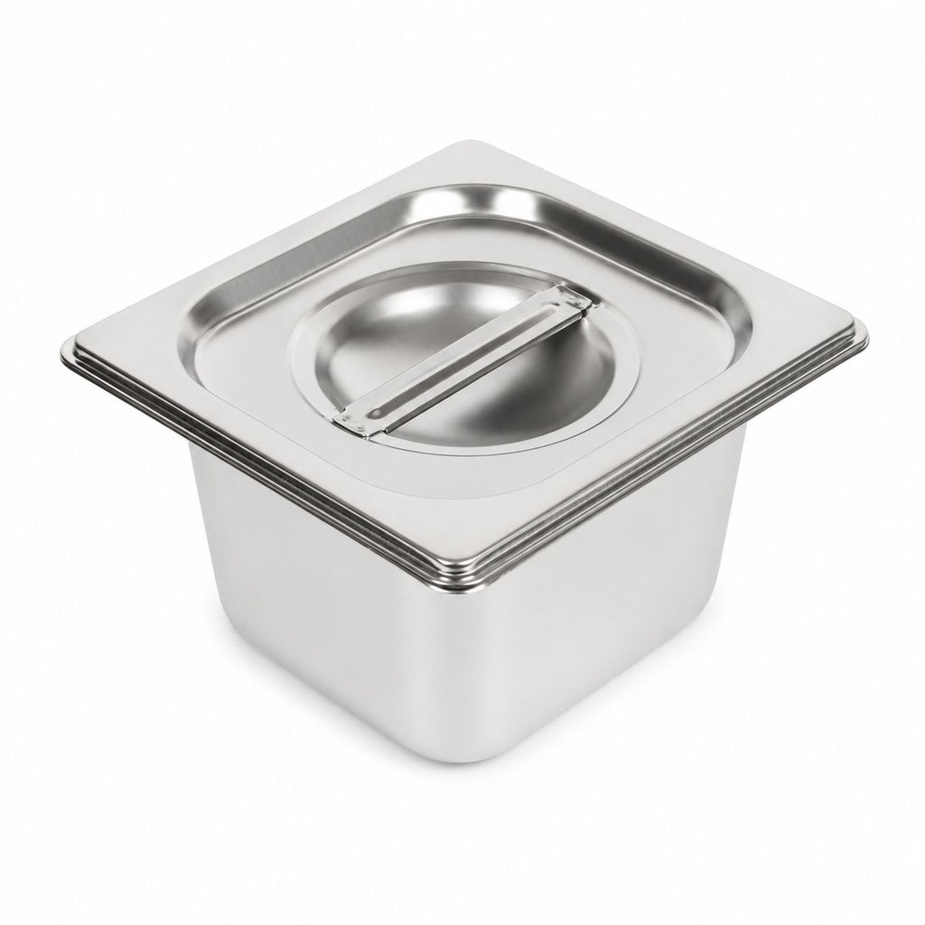 Commercial Stainless Steel GN 1/6 150mm Deep Gastronorm Bain Marie Buffet Steam Table Food Pan with Lid