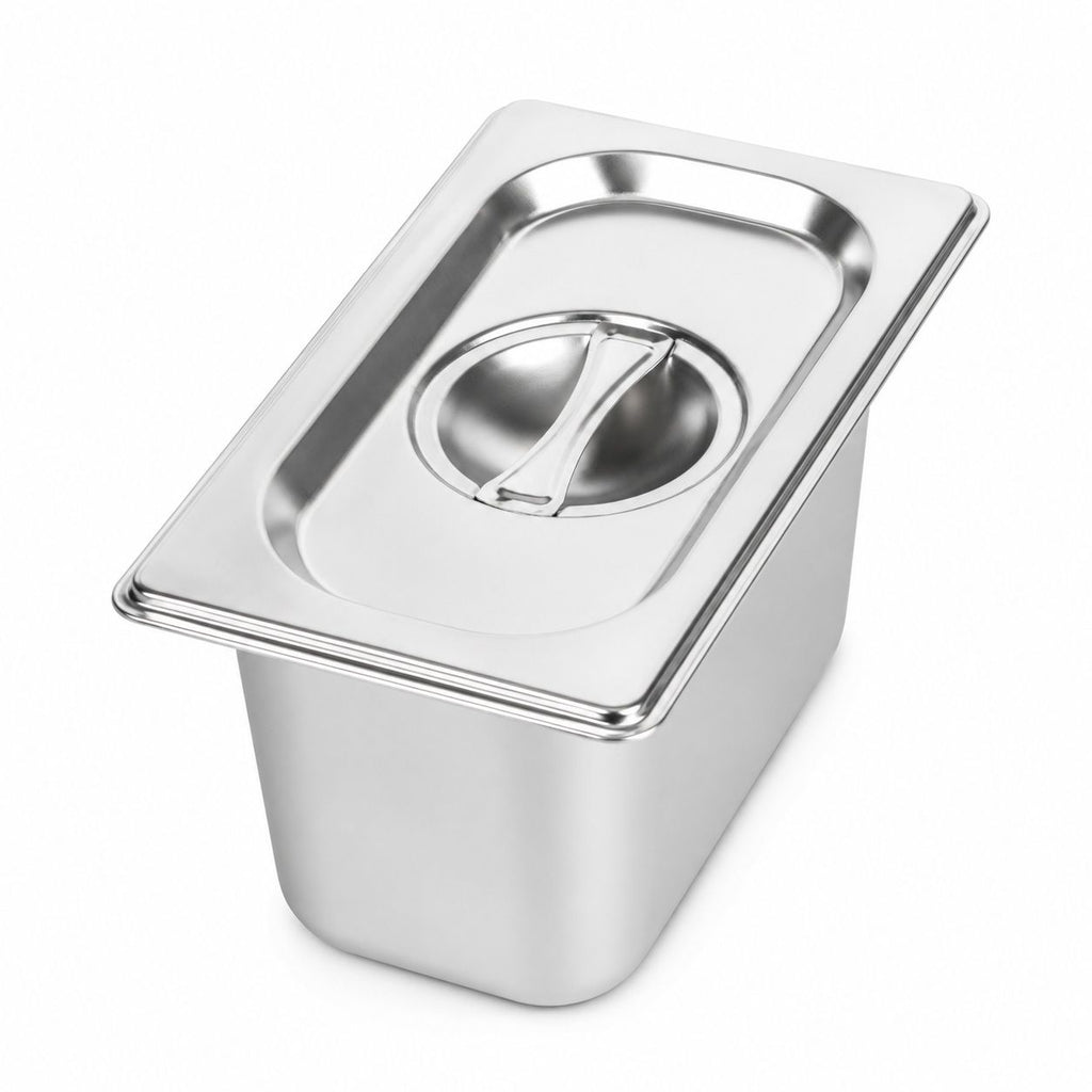 Commercial Stainless Steel GN 1/9 100mm Deep Gastronorm Bain Marie Buffet Steam Table Food Pan with Lid