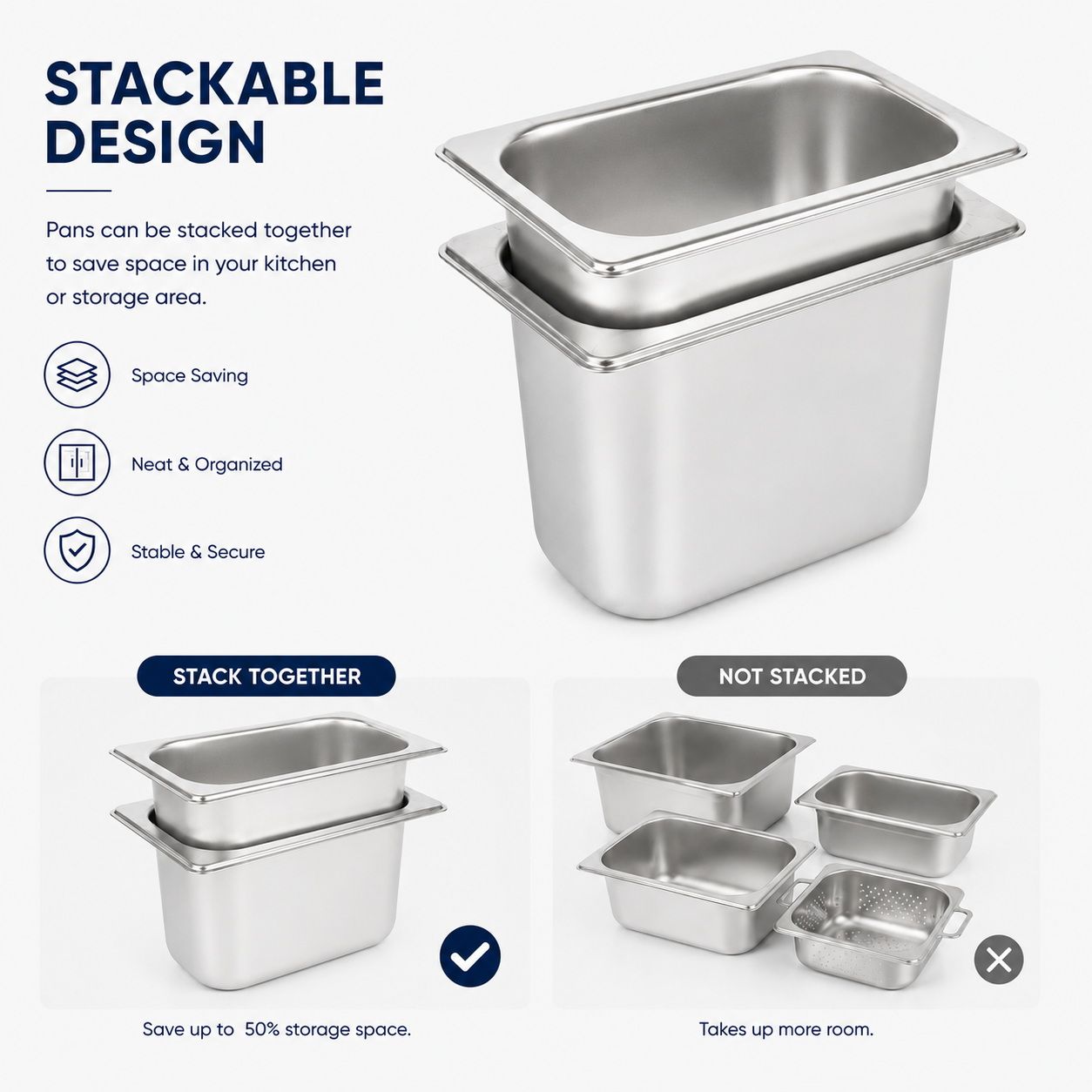 Commercial Stainless Steel GN 1/9 150mm Deep Gastronorm Bain Marie Buffet Steam Table Food Pan